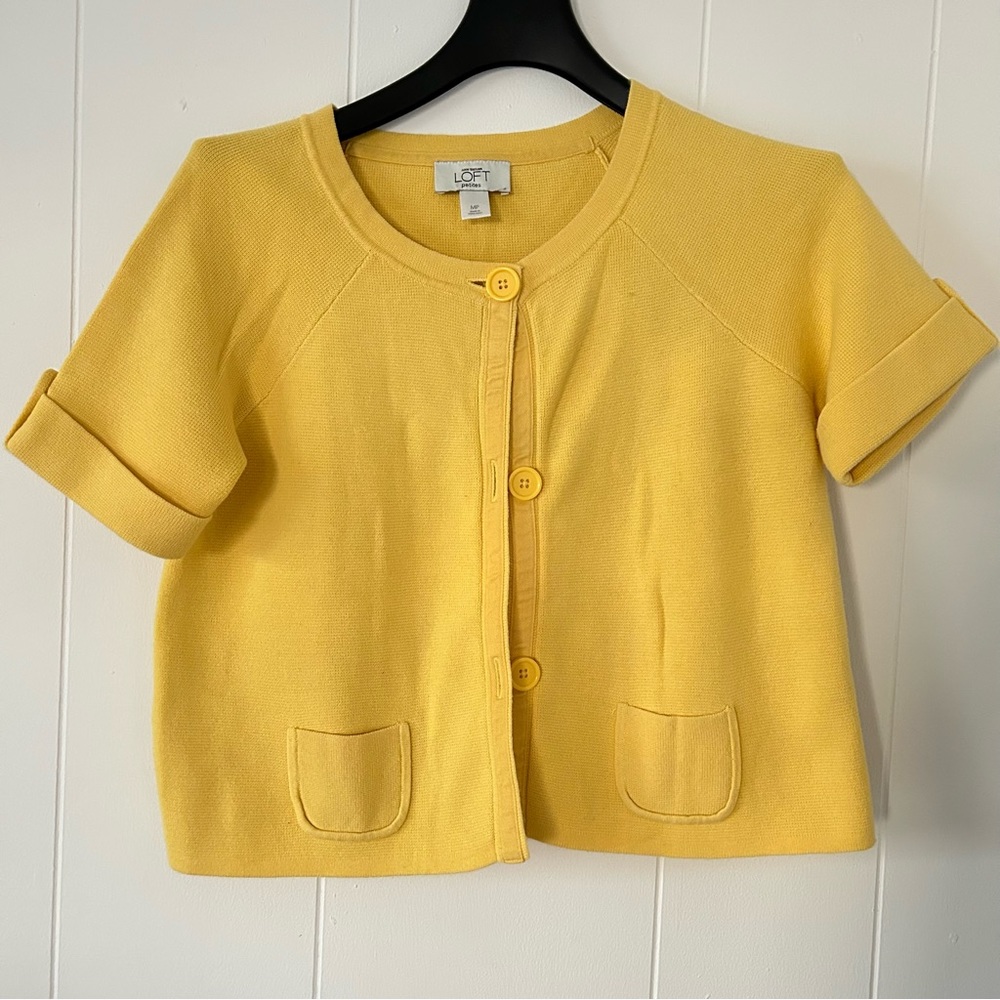 Loft Yellow Cropped Sleeveless Sweater